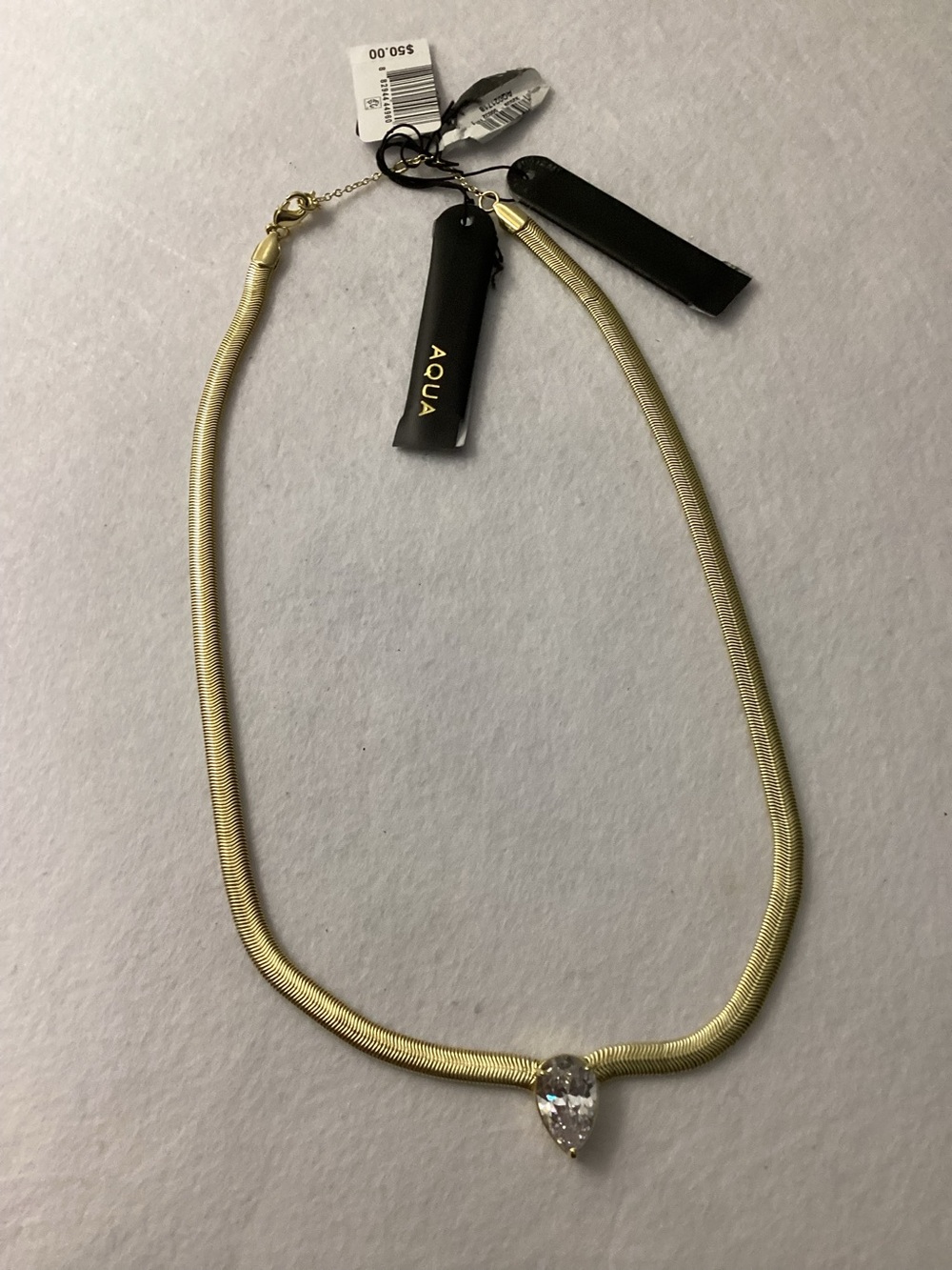 Aqua Refined Punk Cubic Zirconia V Pendant Necklace in Gold Tone, 18"-20” - Picture 3 of 11